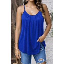 Kadın Ip Askılı Yuvarlak Yakalı Pileli Uzun Viskon Bluz, 31421