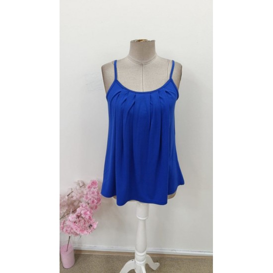 Kadın Ip Askılı Yuvarlak Yakalı Pileli Uzun Viskon Bluz, 31421