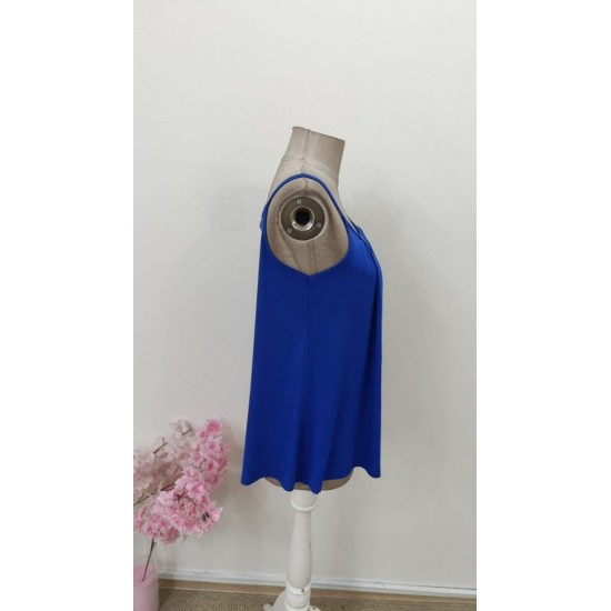 Kadın Ip Askılı Yuvarlak Yakalı Pileli Uzun Viskon Bluz, 31421