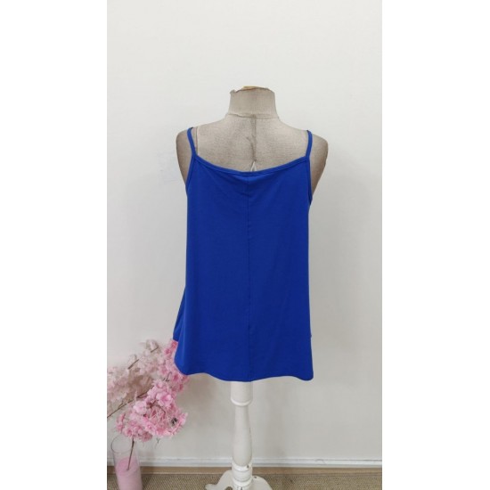 Kadın Ip Askılı Yuvarlak Yakalı Pileli Uzun Viskon Bluz, 31421