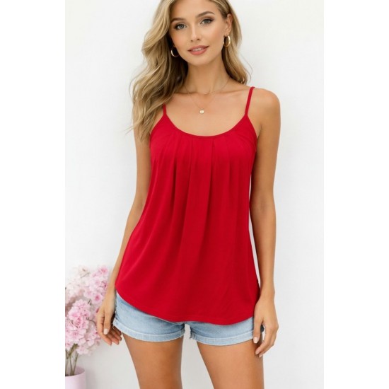 Kadın Ip Askılı Yuvarlak Yakalı Pileli Uzun Viskon Bluz, 31420