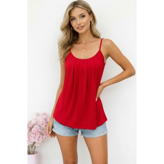 Kadın Ip Askılı Yuvarlak Yakalı Pileli Uzun Viskon Bluz, 31420