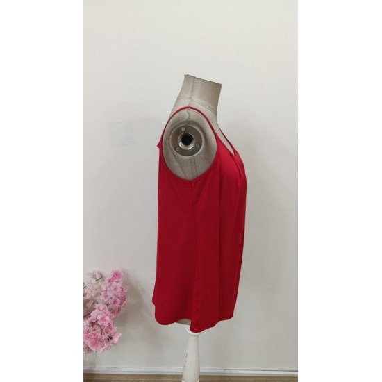 Kadın Ip Askılı Yuvarlak Yakalı Pileli Uzun Viskon Bluz, 31420