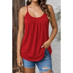 Kadın Ip Askılı Yuvarlak Yakalı Pileli Uzun Viskon Bluz, 31420