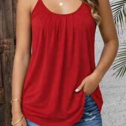 Kadın Ip Askılı Yuvarlak Yakalı Pileli Uzun Viskon Bluz, 31420