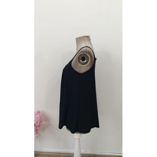 Kadın Ip Askılı Yuvarlak Yakalı Pileli Uzun Viskon Bluz, 31418