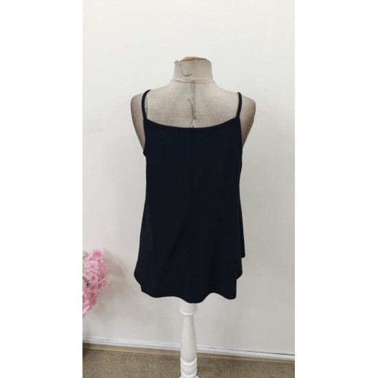 Kadın Ip Askılı Yuvarlak Yakalı Pileli Uzun Viskon Bluz, 31418