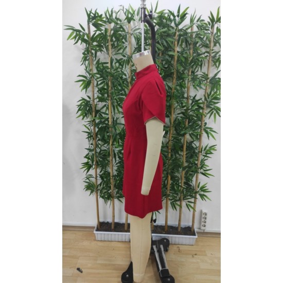 Kadın Kısa Kollu Balıkçı Yaka Arkadan Kelebek Dekolte Detaylı Kısa Atlas Elbise , 31416 Kadın Kısa Kollu Balıkçı Yaka Arkadan Kelebek Dekolte Detaylı Kısa Atlas Elbise , 31416