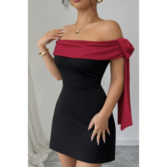 Kadın Madonna Yakalı Kurdela Detaylı Kısa Ithal Krep Elbise, 31413