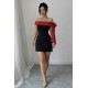 Kadın Madonna Yakalı Kurdela Detaylı Kısa Ithal Krep Elbise, 31413