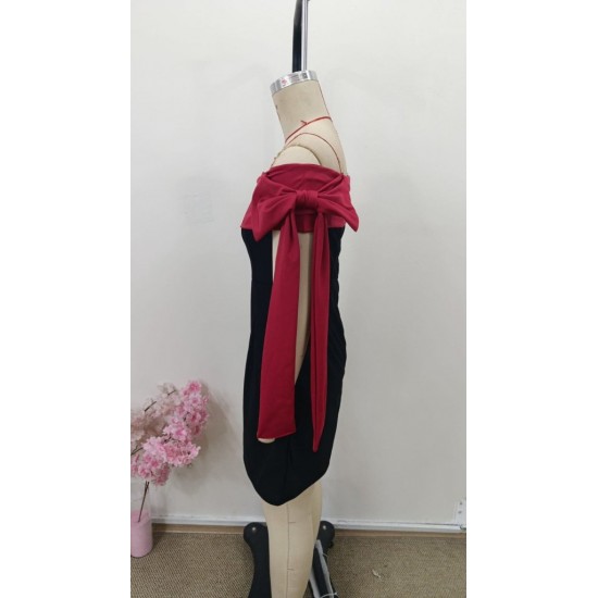 Kadın Madonna Yakalı Kurdela Detaylı Kısa Ithal Krep Elbise, 31413