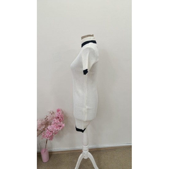 Kadın Kısa Kollu Balıkçı Yaka Kısa Triko Elbise , 31424