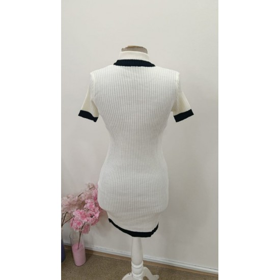 Kadın Kısa Kollu Balıkçı Yaka Kısa Triko Elbise , 31424