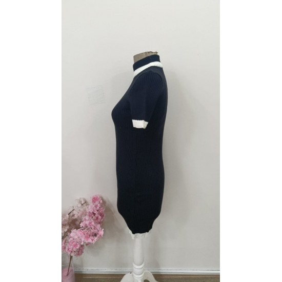 Kadın Kısa Kollu Balıkçı Yaka Kısa Triko Elbise , 31422