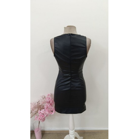 Kadın Kolsuz Yuvarlak Yakalı Kısa Deri Elbise , 31430 Kadın Kolsuz Yuvarlak Yakalı Kısa Deri Elbise , 31430