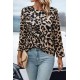 Kadın Uzun Kollu Bisiklet Yaka Leopar Desenli Süprem Bluz, 31429