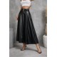 Kadın Yüksek Belli Maxi Deri Kemersiz Etek, 31428