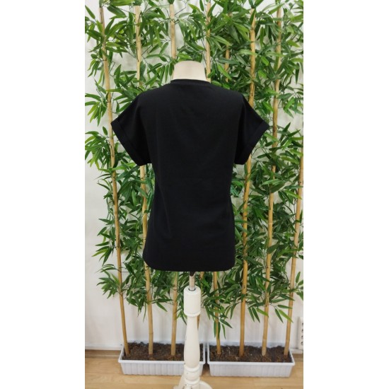 Kadın Kısa Kollu Yakası Açık önden Düğmeli Waffle Bluz, 31427