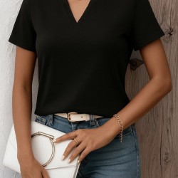 Kadın Kısa Kollu V Yakalı Ithal Krep Elbise, 31425