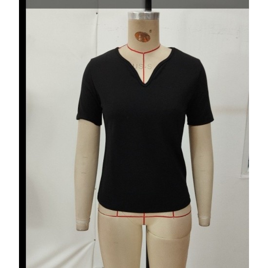 Kadın Kısa Kollu V Yakalı Ithal Krep Elbise, 31425