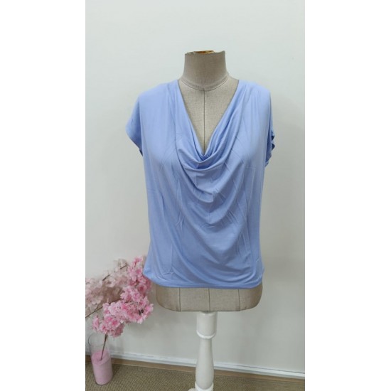 Kadın Kısa Kollu Degaje Yakalı Viskon Bluz, 31439 Kadın Kısa Kollu Degaje Yakalı Viskon Bluz, 31439