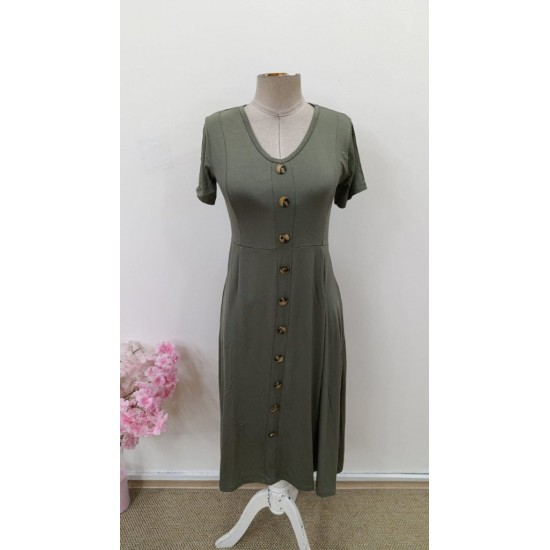 Kadın Kısa Kollu V Yakalı önden Düğmeli Kısa Kiloş Viskon Elbise , 31435 Kadın Kısa Kollu V Yakalı önden Düğmeli Kısa Kiloş Viskon Elbise , 31435