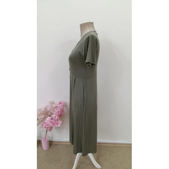 Kadın Kısa Kollu V Yakalı önden Düğmeli Kısa Kiloş Viskon Elbise , 31435 Kadın Kısa Kollu V Yakalı önden Düğmeli Kısa Kiloş Viskon Elbise , 31435