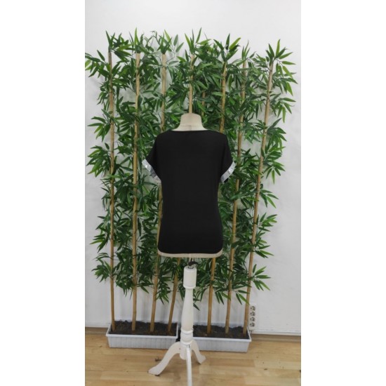 Kadın Kısa Kollu önden Fermuarlı Kol Ucu ışıltılı Viskon Bluz , 31441 Kadın Kısa Kollu önden Fermuarlı Kol Ucu ışıltılı Viskon Bluz , 31441