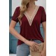 Kadın Kısa Kollu V Yakalı Dantel Detaylı Viskon Bluz , 31473