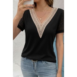 Kadın Kısa Kollu V Yakalı Dantel Detaylı Viskon Bluz , 31471 Kadın Kısa Kollu V Yakalı Dantel Detaylı Viskon Bluz , 31471