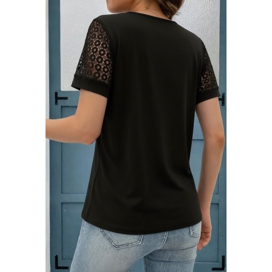 Kadın Kısa Kollu V Yakalı Dantel Detaylı Viskon Bluz , 31471 Kadın Kısa Kollu V Yakalı Dantel Detaylı Viskon Bluz , 31471