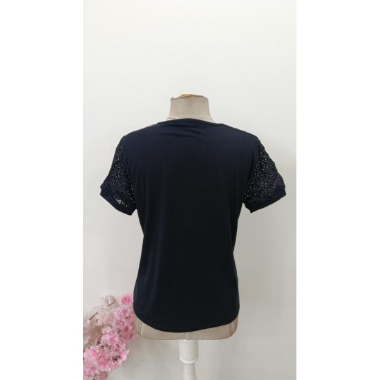 Kadın Kısa Kollu V Yakalı Dantel Detaylı Viskon Bluz , 31471 Kadın Kısa Kollu V Yakalı Dantel Detaylı Viskon Bluz , 31471