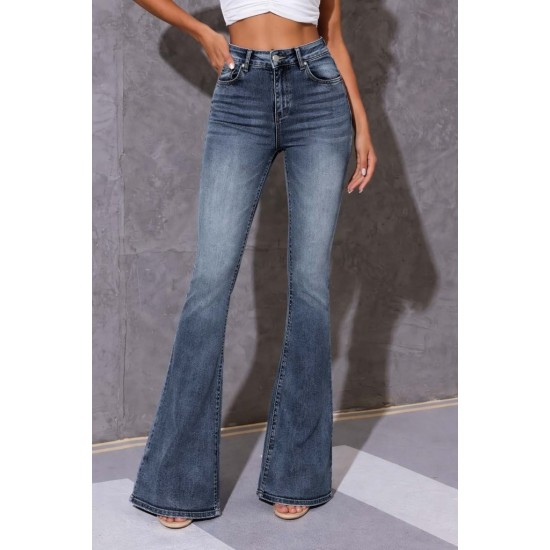 Kadın Yüksek Bel Fermuarlı İspanyol Paçalı Kot Pantolon , 31470 Kadın Yüksek Bel Fermuarlı İspanyol Paçalı Kot Pantolon , 31470