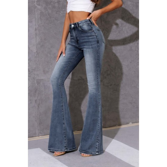 Kadın Yüksek Bel Fermuarlı İspanyol Paçalı Kot Pantolon , 31470 Kadın Yüksek Bel Fermuarlı İspanyol Paçalı Kot Pantolon , 31470