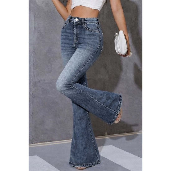 Kadın Yüksek Bel Fermuarlı İspanyol Paçalı Kot Pantolon , 31470 Kadın Yüksek Bel Fermuarlı İspanyol Paçalı Kot Pantolon , 31470