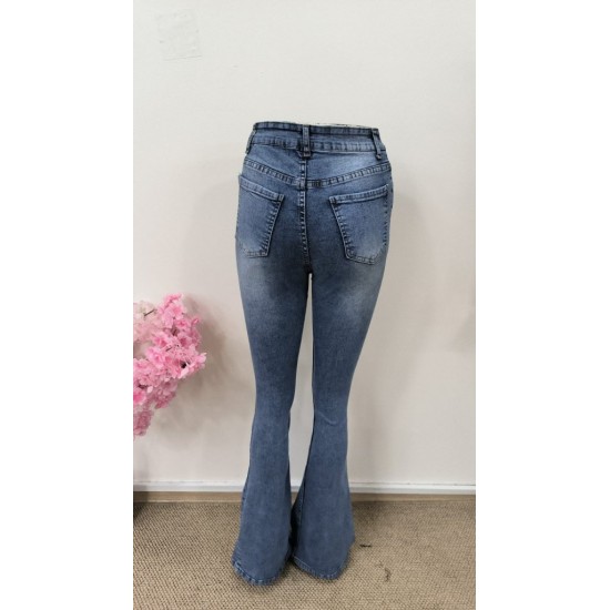 Kadın Yüksek Bel Fermuarlı İspanyol Paçalı Kot Pantolon , 31470 Kadın Yüksek Bel Fermuarlı İspanyol Paçalı Kot Pantolon , 31470