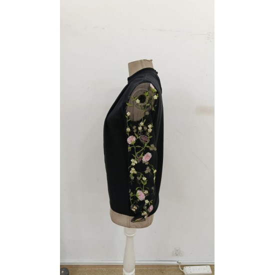 Kadın Uzun Kollu Yarı Balıkçı Yaka Tül Detaylı Ithal Krep Bluz , 31469