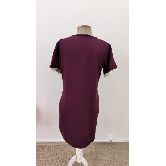 Kadın Kısa Kollu V Dantel Yaka Viskon Iki Iplik Elbise , 31464 Kadın Kısa Kollu V Dantel Yaka Viskon Iki Iplik Elbise , 31464