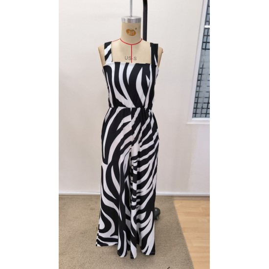 Kadın Askılı Kare Yakalı Desenli Kemersiz Uzun Süprem Tulum , 31482 Kadın Askılı Kare Yakalı Desenli Kemersiz Uzun Süprem Tulum , 31482