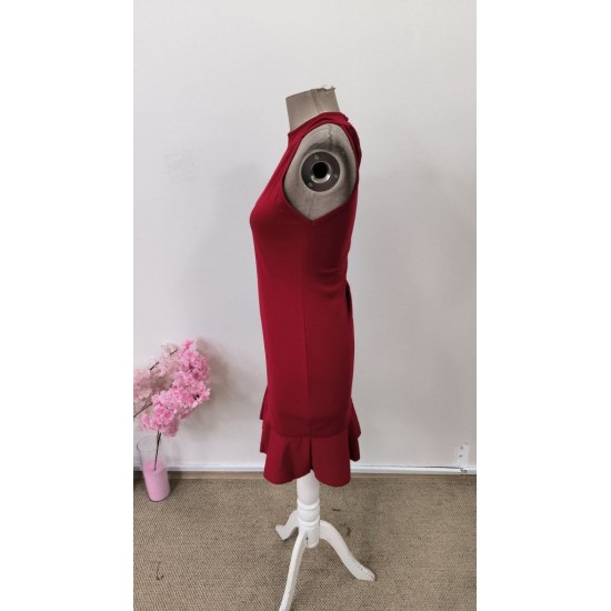 Kadın Omuzlardan Açık Halka Yakalı Fırfırlı Janjan Kısa Elbise , 31481