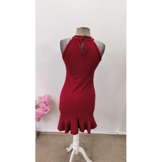 Kadın Omuzlardan Açık Halka Yakalı Fırfırlı Janjan Kısa Elbise , 31481