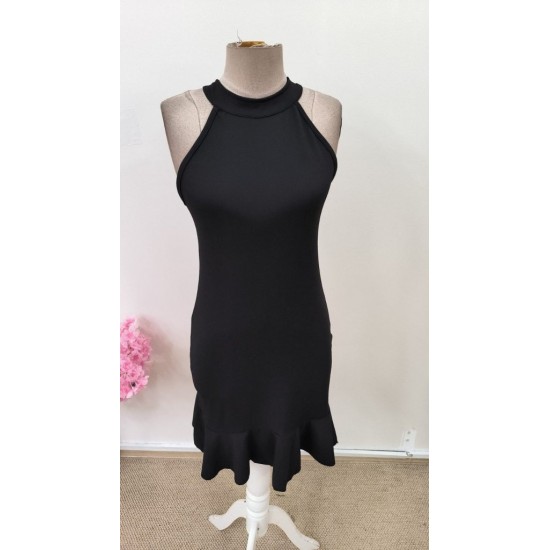 Kadın Omuzlardan Açık Halka Yakalı Fırfırlı Janjan Kısa Elbise , 31479