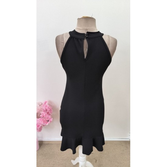 Kadın Omuzlardan Açık Halka Yakalı Fırfırlı Janjan Kısa Elbise , 31479