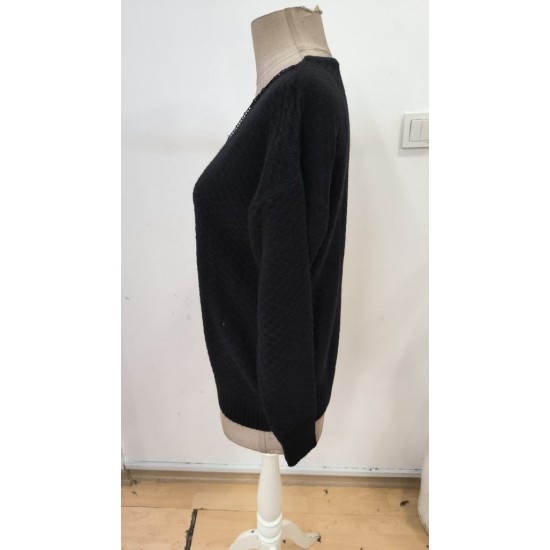 Kadın Uzun Kollu V Yakalı çift Renkli Triko Bluz, 31485 Kadın Uzun Kollu V Yakalı çift Renkli Triko Bluz, 31485