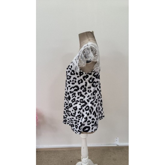 Kadın Kısa Kollu V Yakalı Dantelli Süprem Bluz, 31490 Kadın Kısa Kollu V Yakalı Dantelli Süprem Bluz, 31490