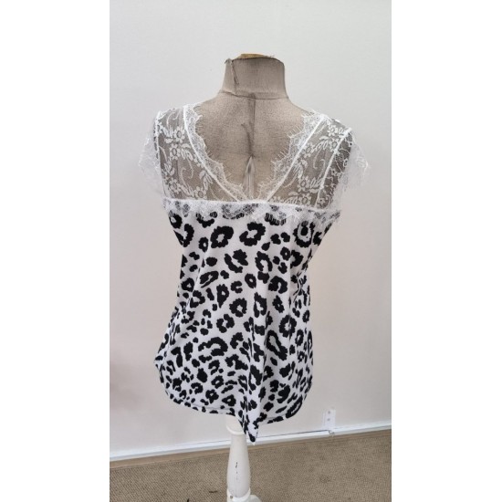 Kadın Kısa Kollu V Yakalı Dantelli Süprem Bluz, 31490 Kadın Kısa Kollu V Yakalı Dantelli Süprem Bluz, 31490