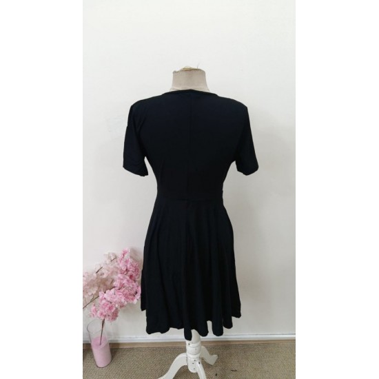 Kadın Kısa Kollu Kruvaze Yakalı önden Toka Detaylı Kısa Viskon Elbise, 31486