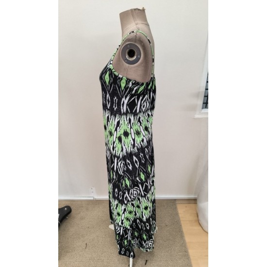 Kadın Ip Askılı V Yakalı Uzun Desenli Süprem Elbise, 31506