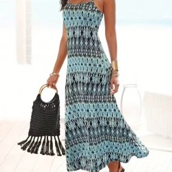 Kadın Ip Askılı V Yakalı Uzun Desenli Süprem Elbise, 31504 Kadın Ip Askılı V Yakalı Uzun Desenli Süprem Elbise, 31504