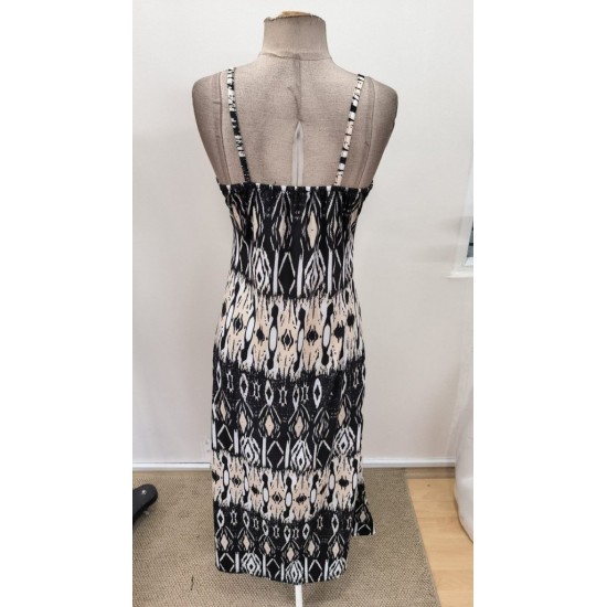 Kadın Ip Askılı V Yakalı Uzun Desenli Süprem Elbise, 31502